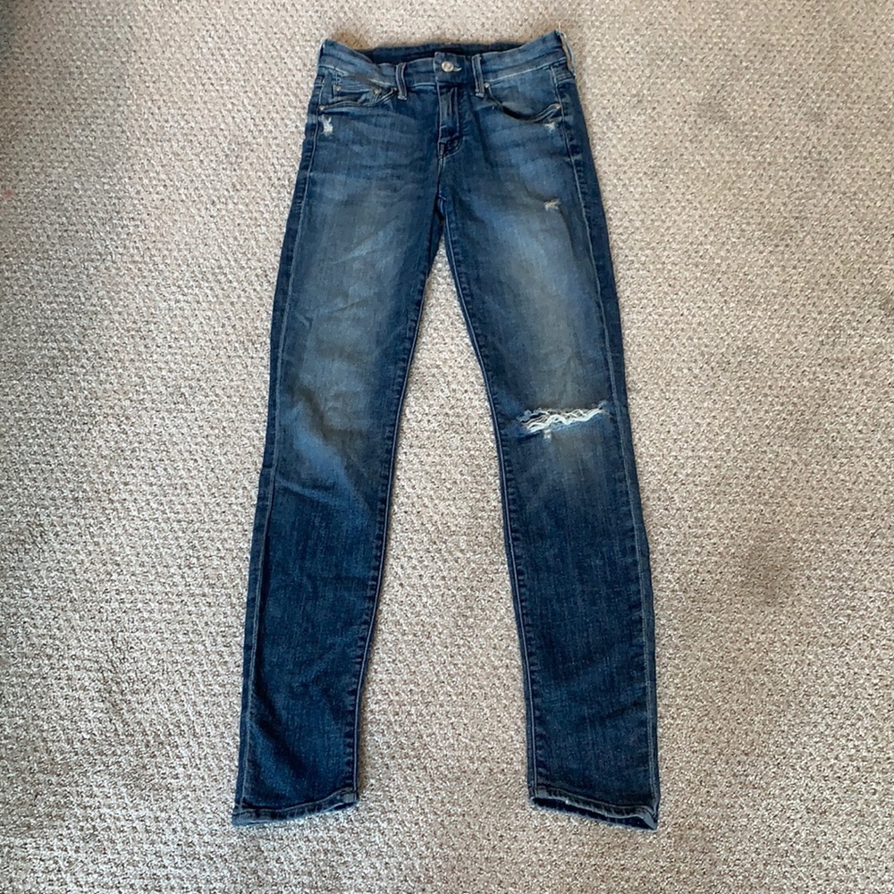 MOTHER Dark Wash Ripped Jeans - Picture 2 of 8